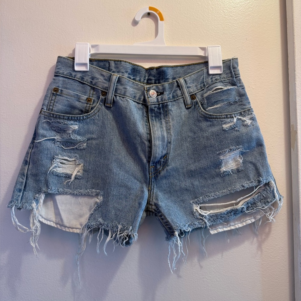 Levi's Light Blue Distressed Denim Cutoff Shorts